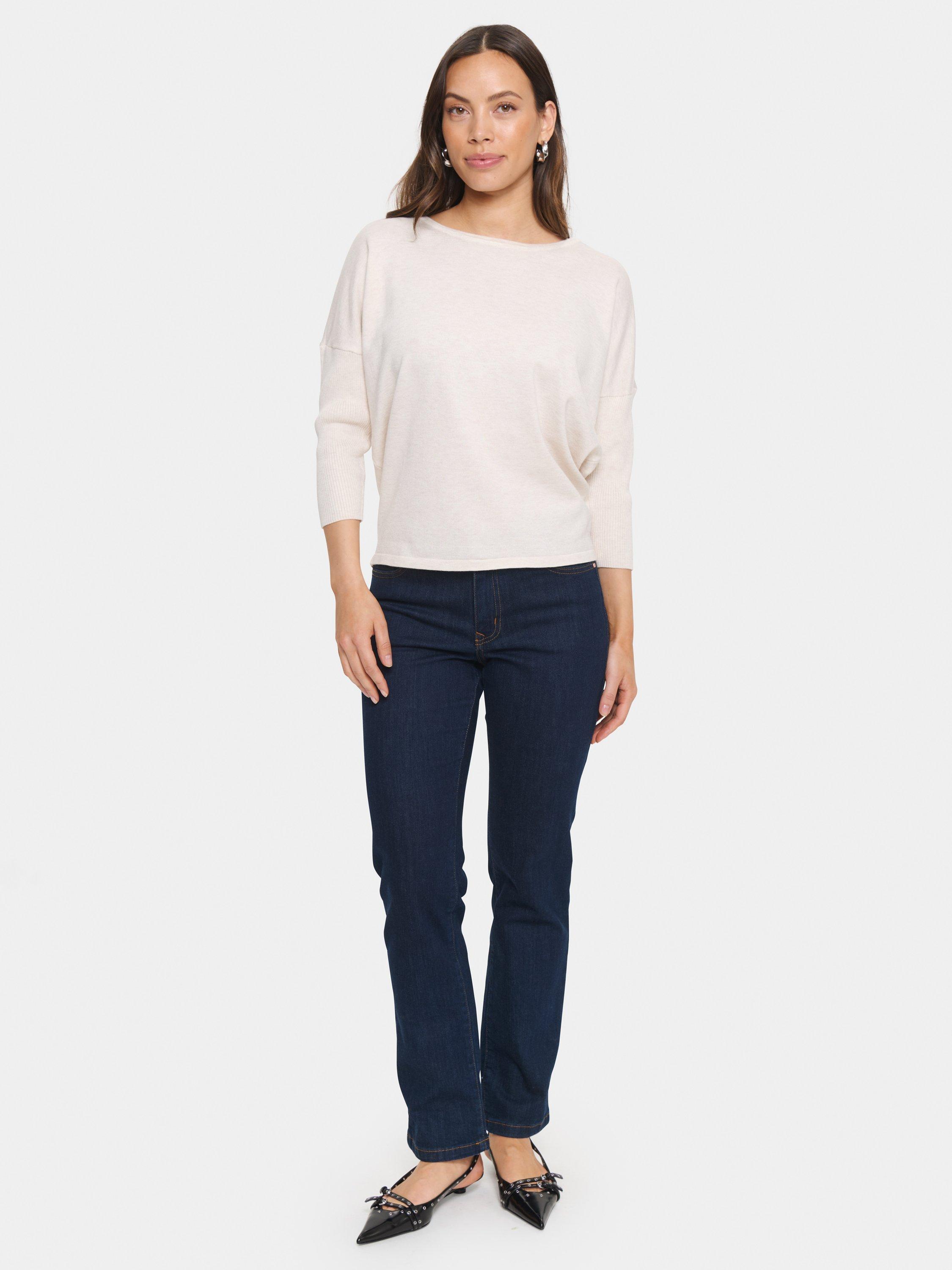 Product image 3 of 6, which shows Saint Tropez MilaSZ Round Neck Pullover Jumper, Fog Melange, XS