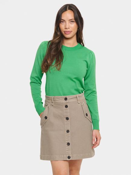 Saint Tropez Mila Round Neck Long Sleeve Jumper, Green Briar, Green Briar