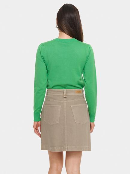 Saint Tropez Mila Round Neck Long Sleeve Jumper, Green Briar - view 2, Green Briar