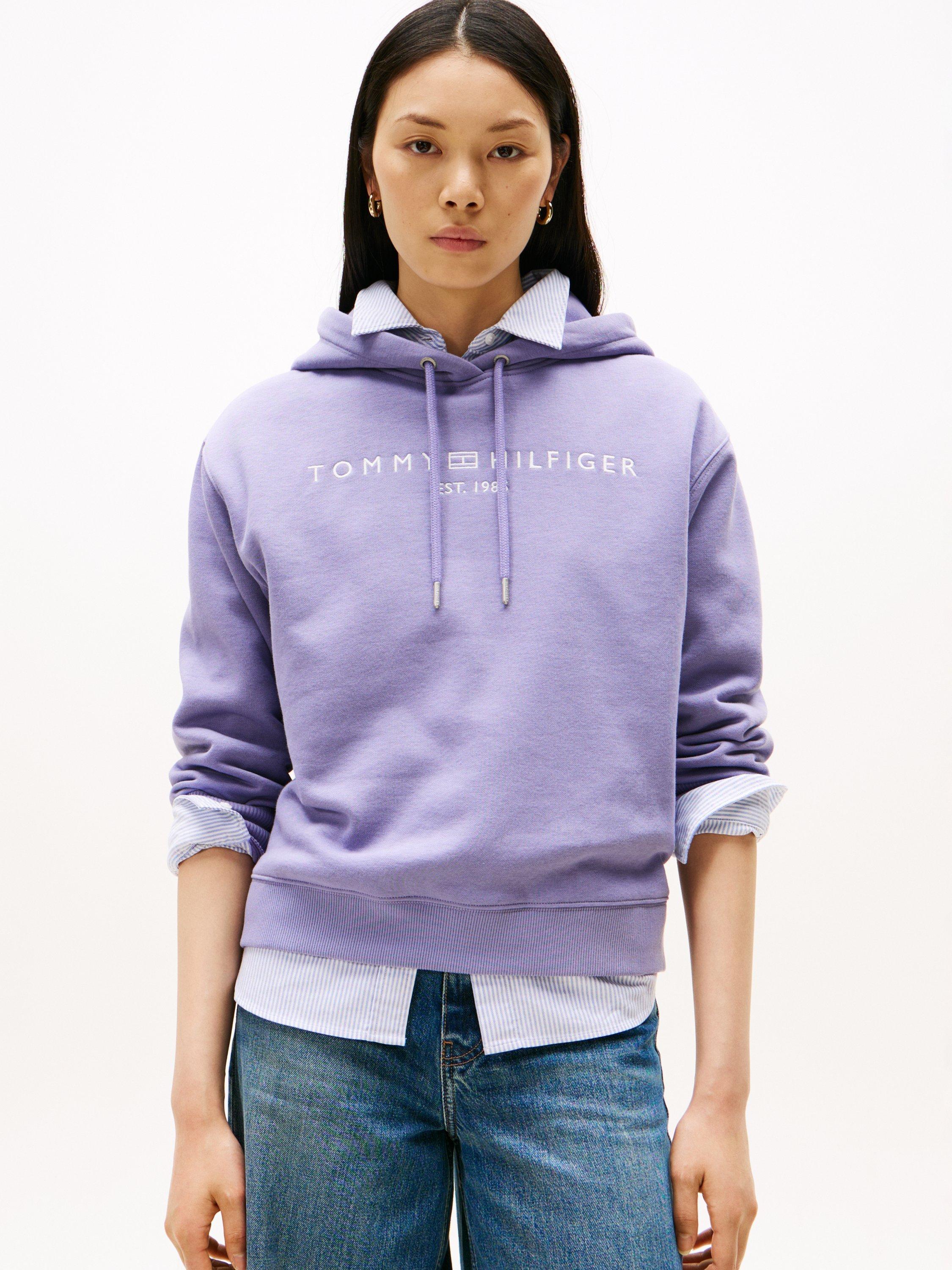Product image 1 of 5, which shows Tommy Hilfiger Modern Logo Hoodie, Lavender Ash, S