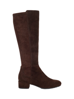 Dune London Tayla Wide Fit Suede Knee High Boots, Brown