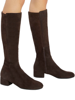 Dune London Tayla Wide Fit Suede Knee High Boots - view 2, Brown