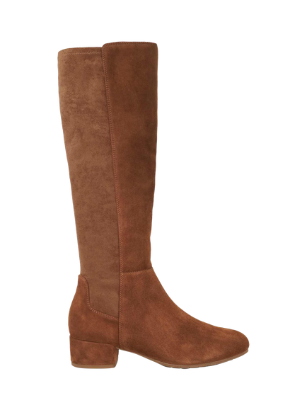 Dune London Tayla Wide Fit Suede Knee High Boots, Tan