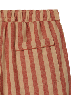 Piglet in Bed Pembroke Stripe Linen Rich Pyjama Bottoms, Sandstone Red - view 2, Sandstone Red