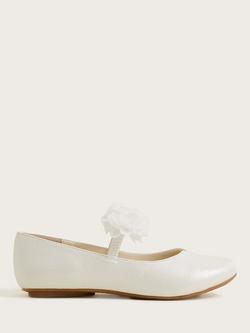 Monsoon Kids' Corsage Ballerina Flats, Ivory, Ivory