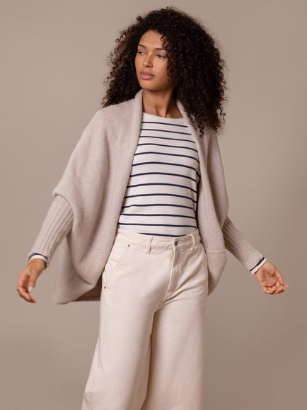 Celtic & Co. Open Neck Pure Wool Cardigan, Oatmeal, Oatmeal