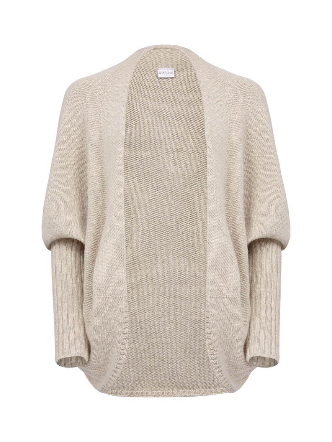 Product image 2 of 4, which shows Celtic & Co. Open Neck Pure Wool Cardigan, Oatmeal, XS-S
