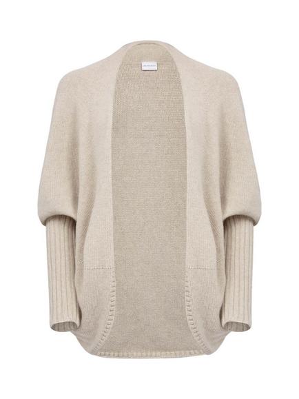 Celtic & Co. Open Neck Pure Wool Cardigan, Oatmeal - view 2, Oatmeal