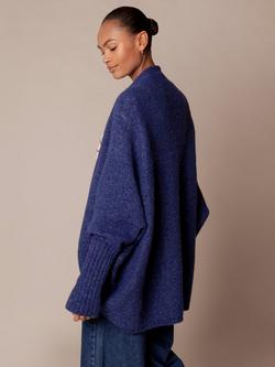 Celtic & Co. Cocoon Wool Rich Cardigan, Blue Ink - view 2, Blue Ink