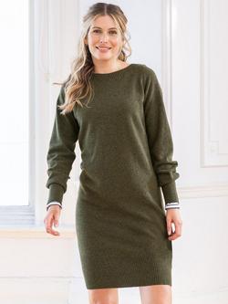 Celtic & Co. Slouch Pure Wool Jumper Dress, Olive, Olive