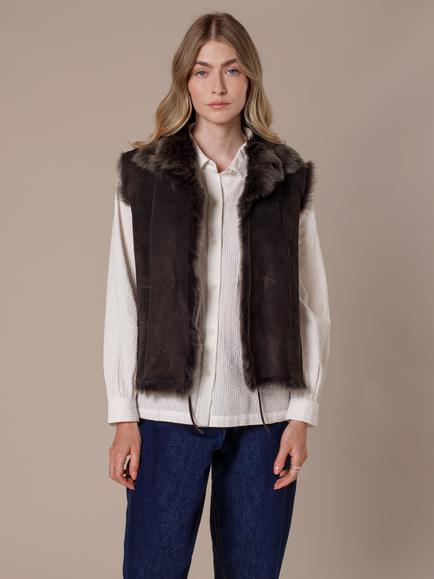 Celtic & Co. Reversible Toscana Sheepskin Gilet, Dark Nutmeg, Dark Nutmeg