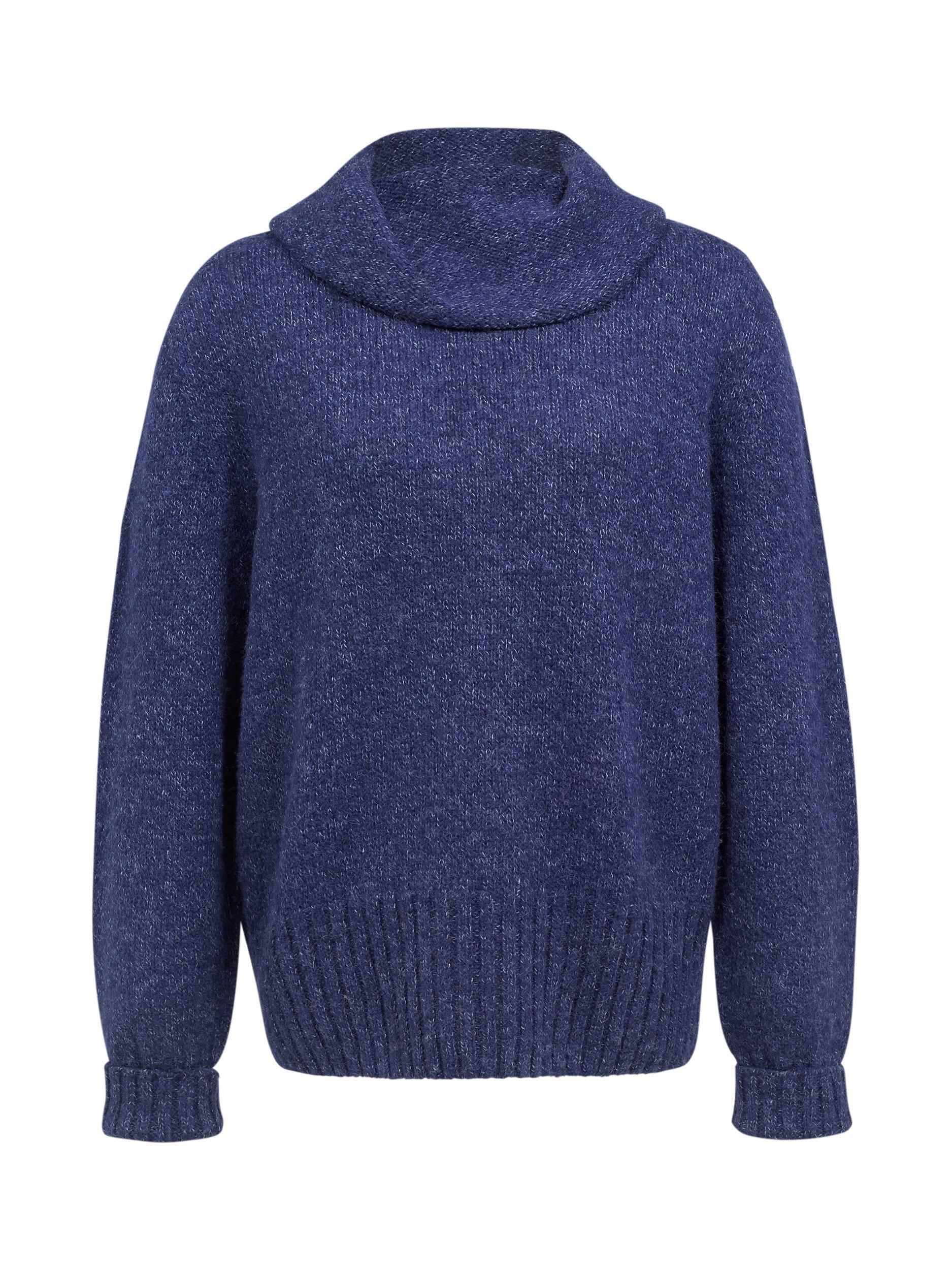 Product image 3 of 5, which shows Celtic & Co. Cowl Neck Wool Blend Jumper with Alpaca, Blue Ink, XS
