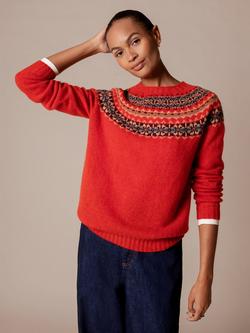 Celtic & Co. Highlands Fair Isle Yoke Pure Wool Jumper, Furnace, Furnace