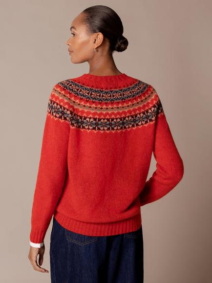 Celtic & Co. Highlands Fair Isle Yoke Pure Wool Jumper, Furnace - view 2, Furnace