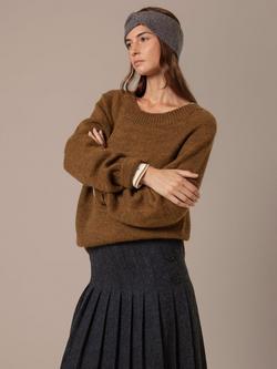 Celtic & Co. Gansey Stitch Pure Wool Jumper, Dark Ochre - view 2, Dark Ochre