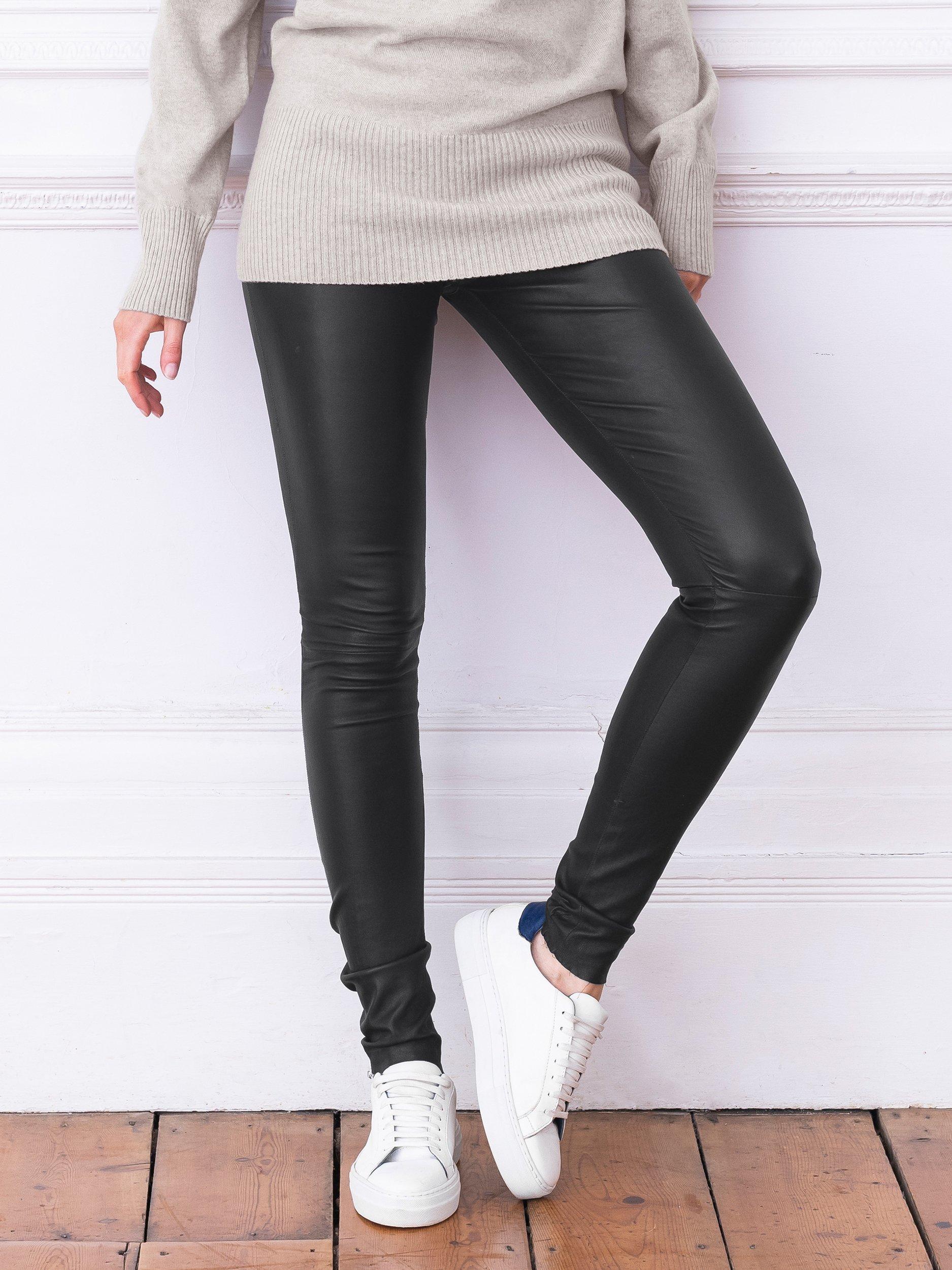 Product image 3 of 4, which shows Celtic & Co. Stretch Pure Leather Leggings, Black, 8