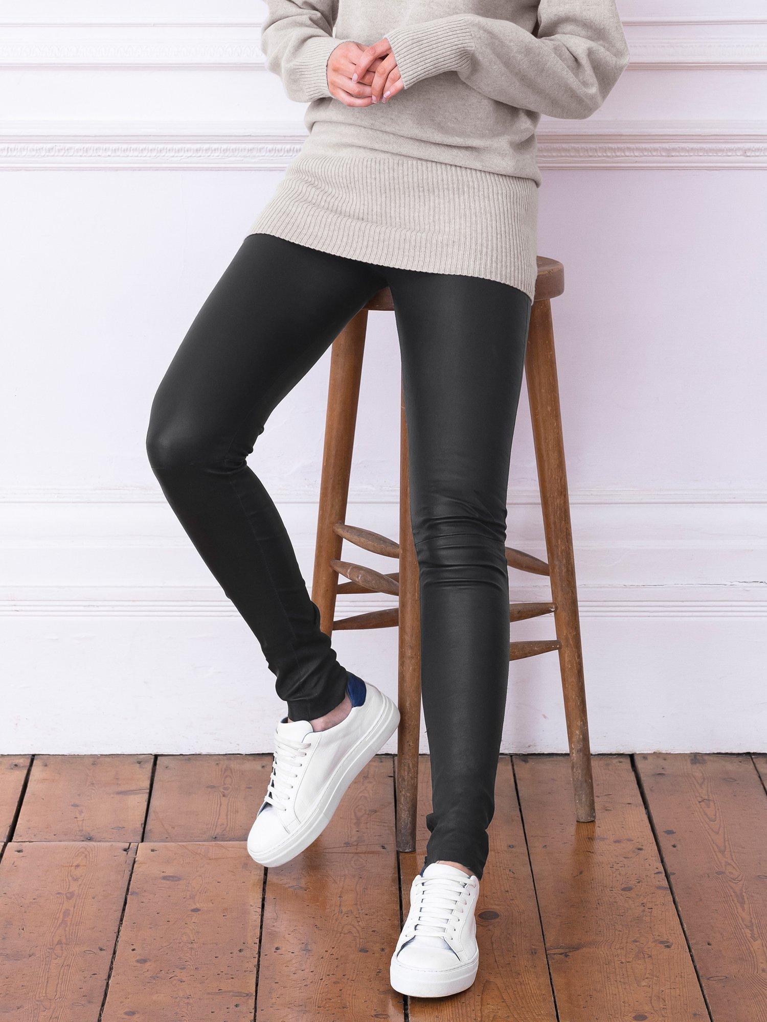 Product image 4 of 4, which shows Celtic & Co. Stretch Pure Leather Leggings, Black, 8