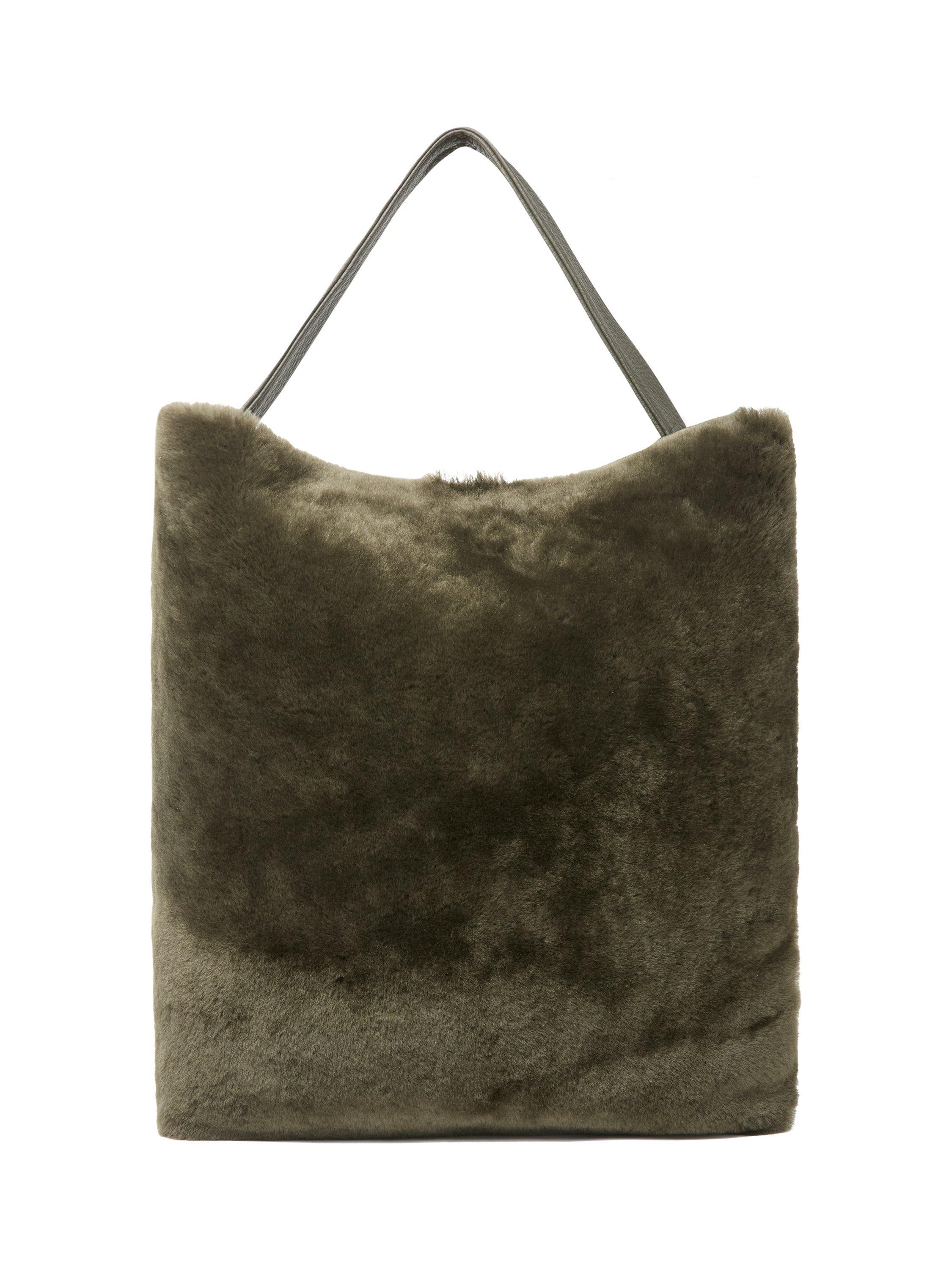 Product image 1 of 8, which shows Celtic & Co. Leather Suede Shopper Bag, Olive, One Size