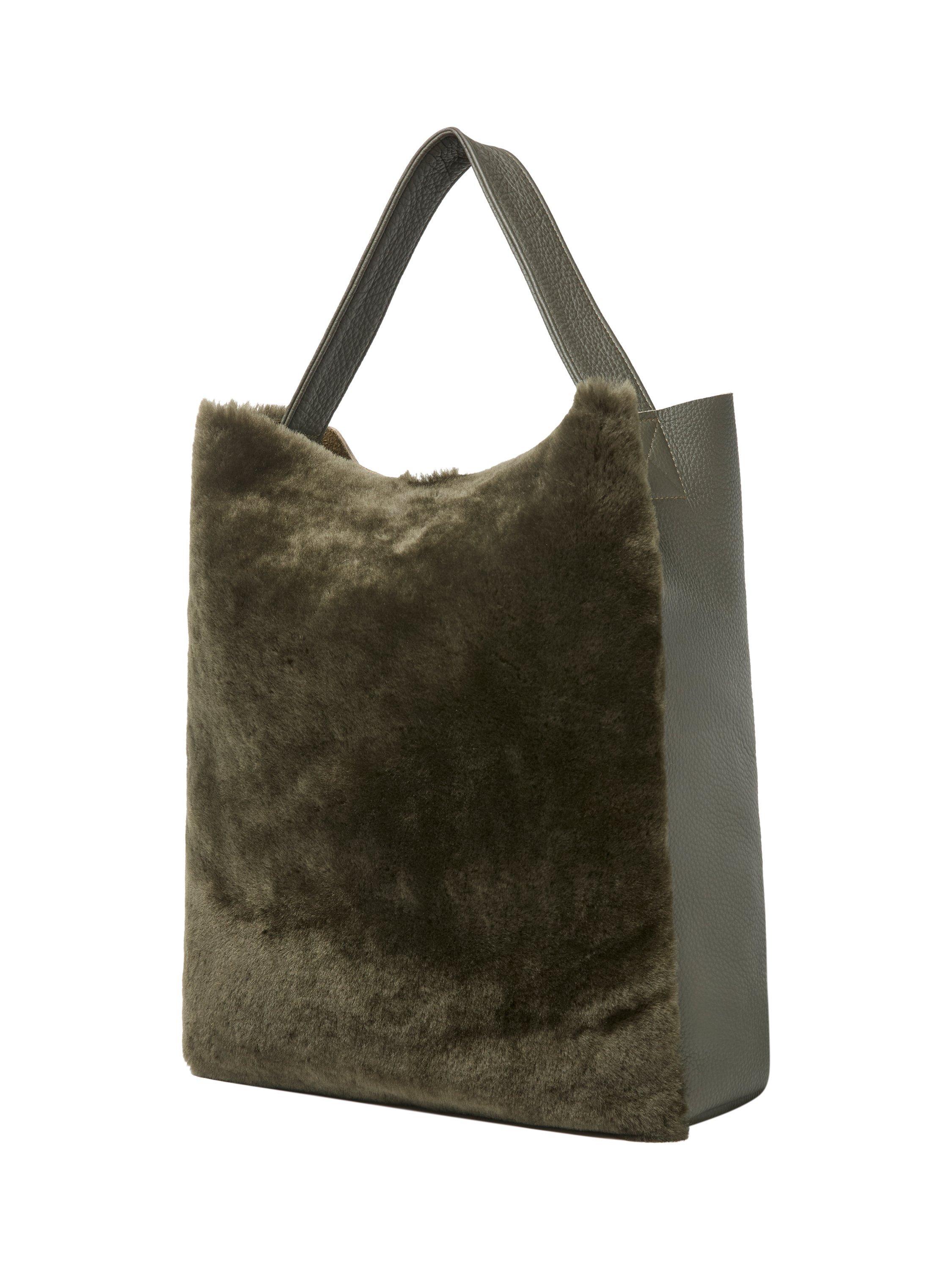 Product image 2 of 8, which shows Celtic & Co. Leather Suede Shopper Bag, Olive, One Size