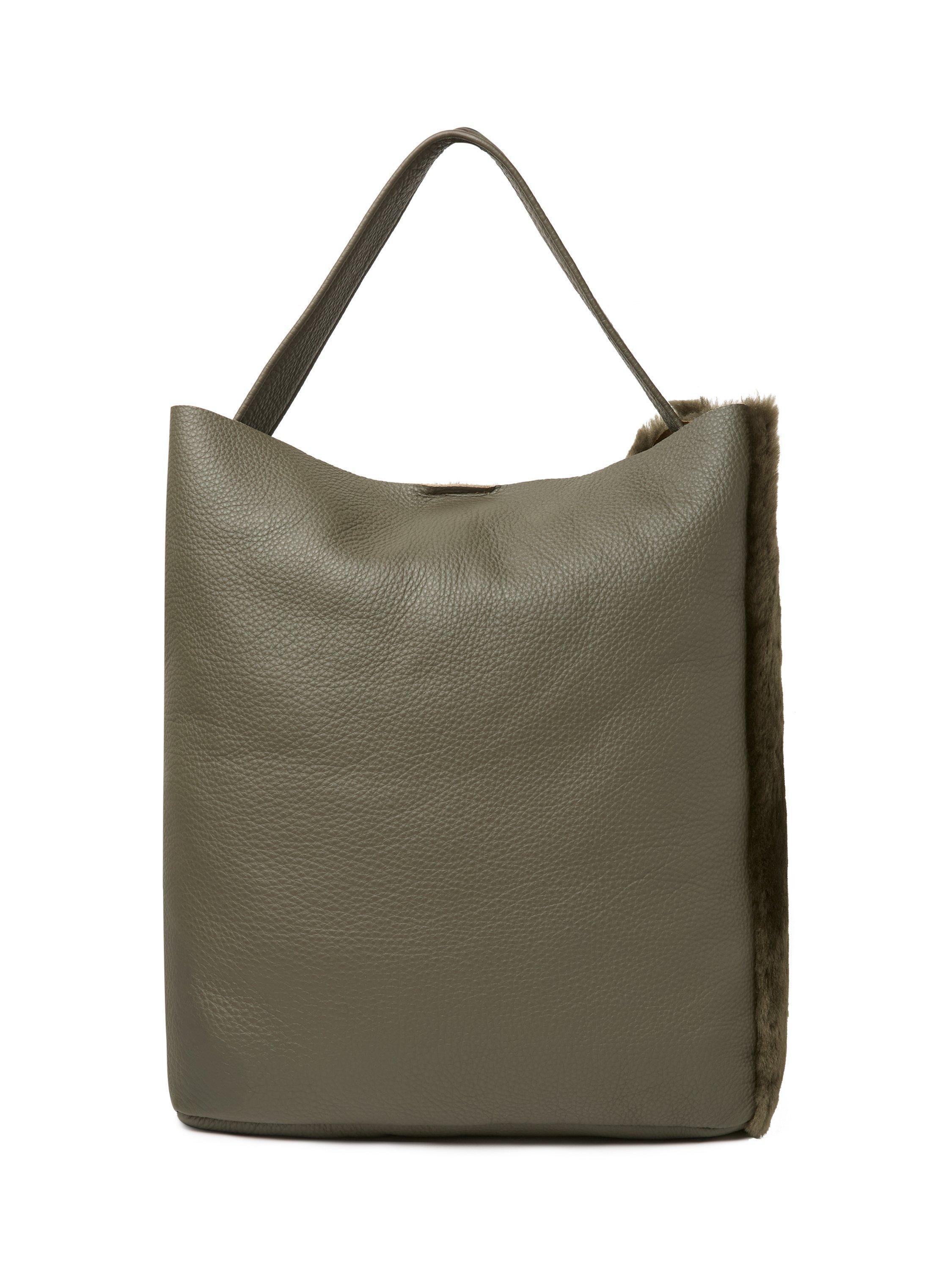 Product image 3 of 8, which shows Celtic & Co. Leather Suede Shopper Bag, Olive, One Size