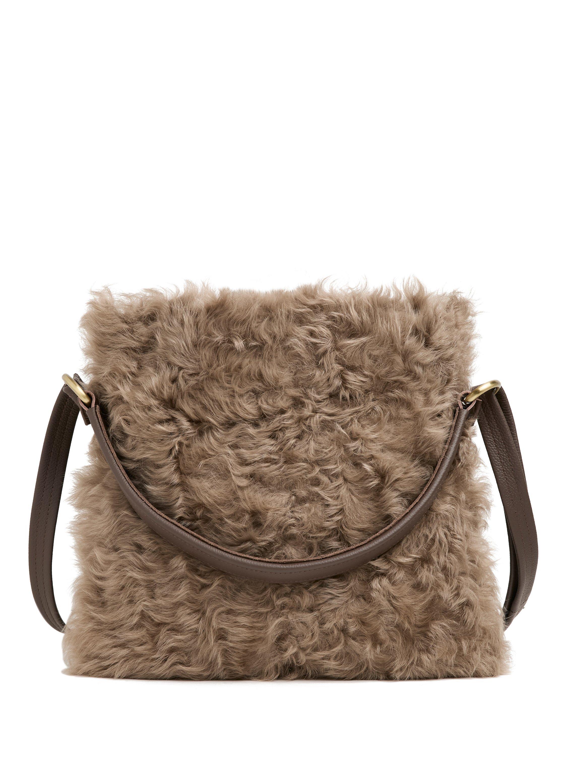 Product image 1 of 5, which shows Celtic & Co. Toscana & Leather Shoulder Bag, Taupe, One Size
