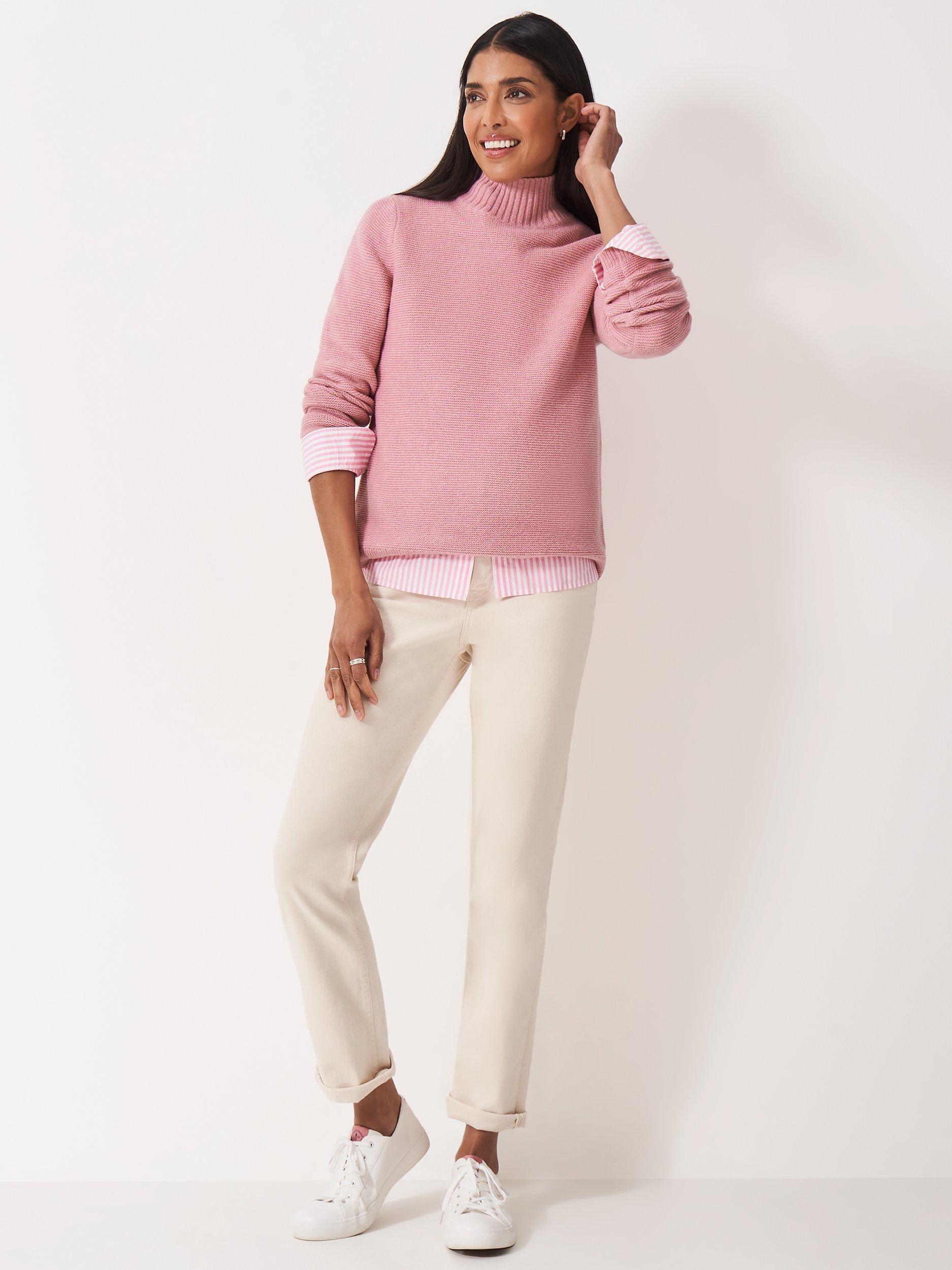 Product image 3 of 5, which shows Crew Clothing Wool Blend Crew Neck Jumper, Pastel Pink, 10