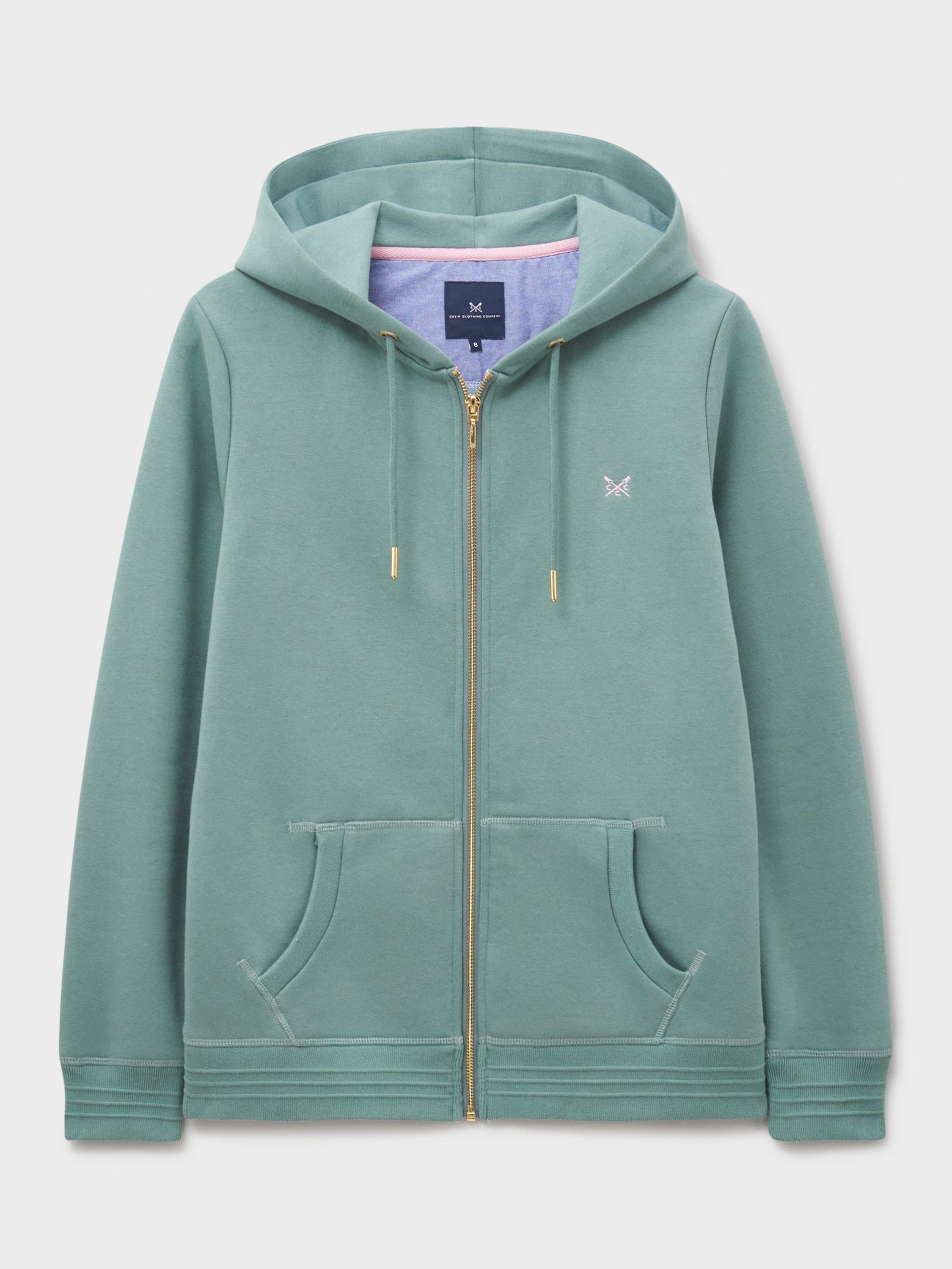 Product image 5 of 5, which shows Crew Clothing Cotton Blend Zip Hoodie , Emerald Green, 10