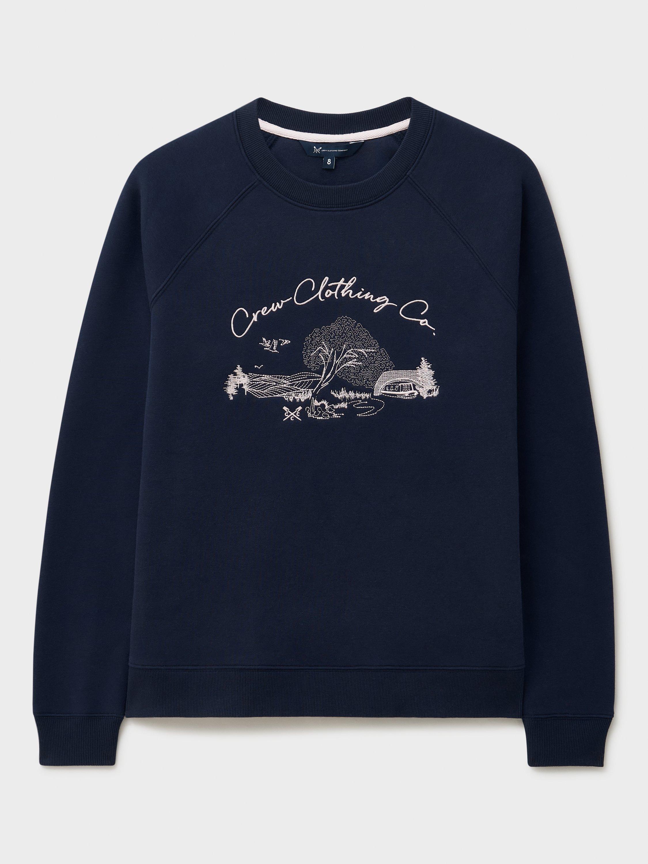 Product image 5 of 5, which shows Crew Clothing Cotton Blend Crew Neck Jumper, Navy Blue, 10