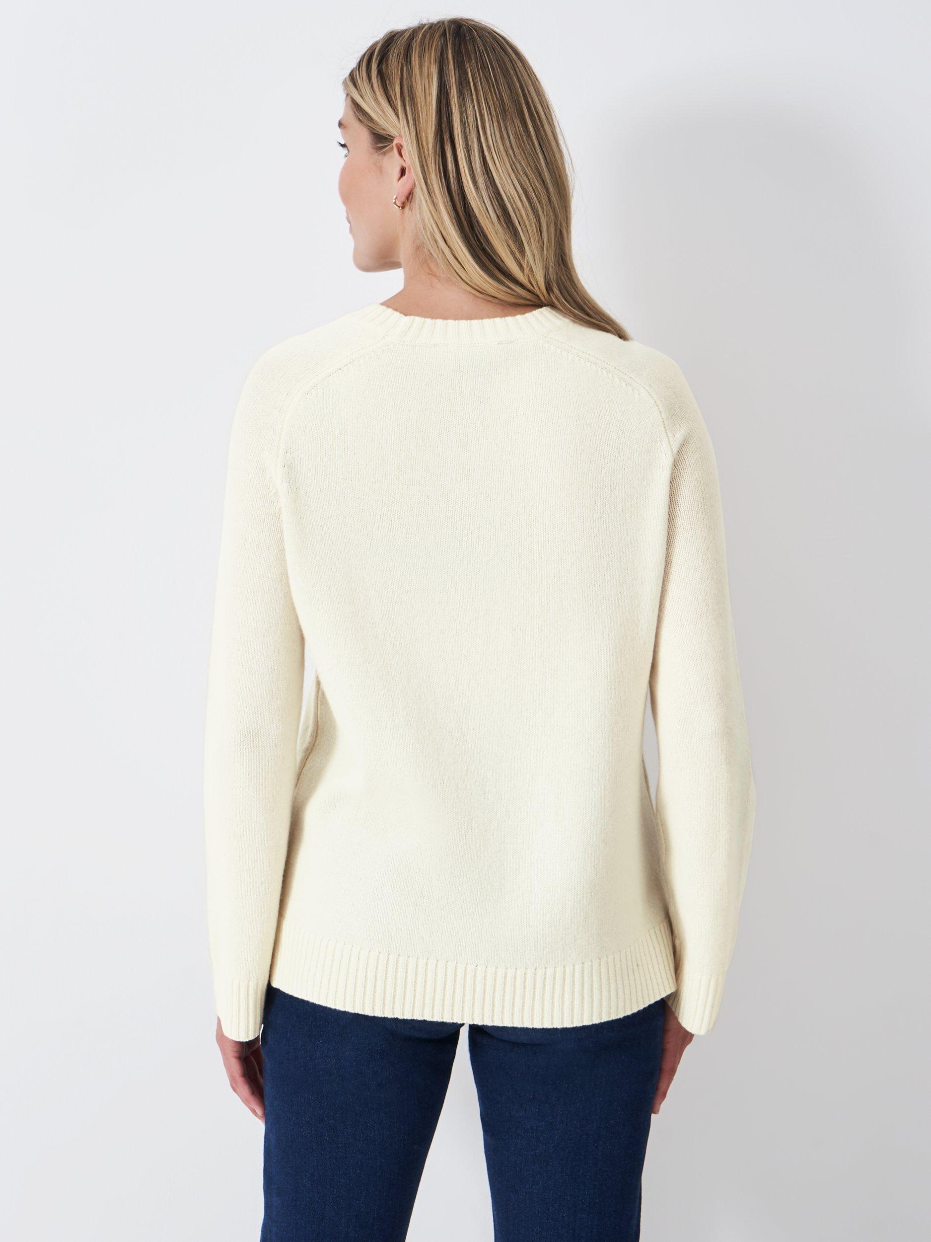 Product image 2 of 5, which shows Crew Clothing Wool Blend Crew Neck Jumper, White, 10