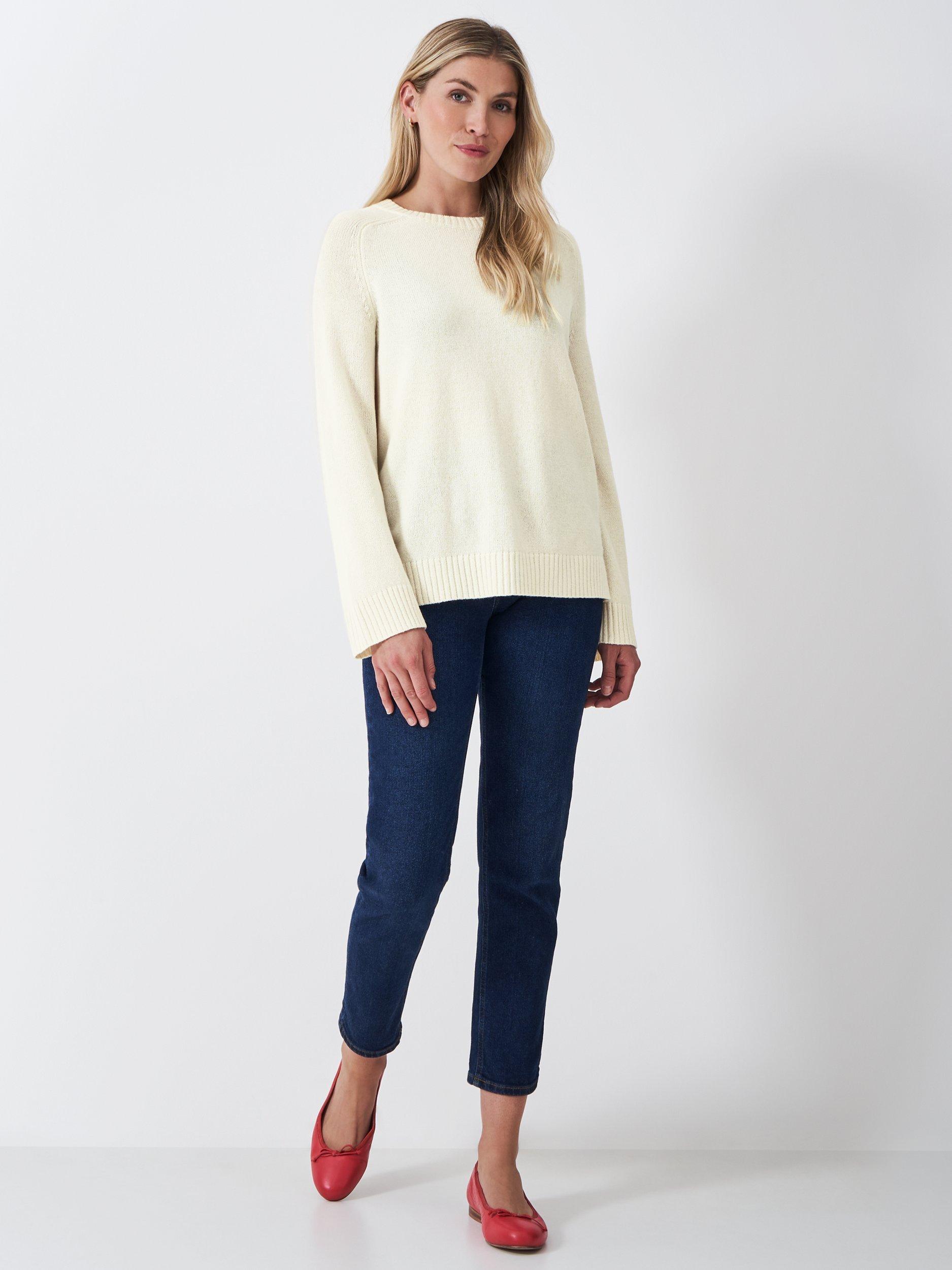 Product image 3 of 5, which shows Crew Clothing Wool Blend Crew Neck Jumper, White, 10