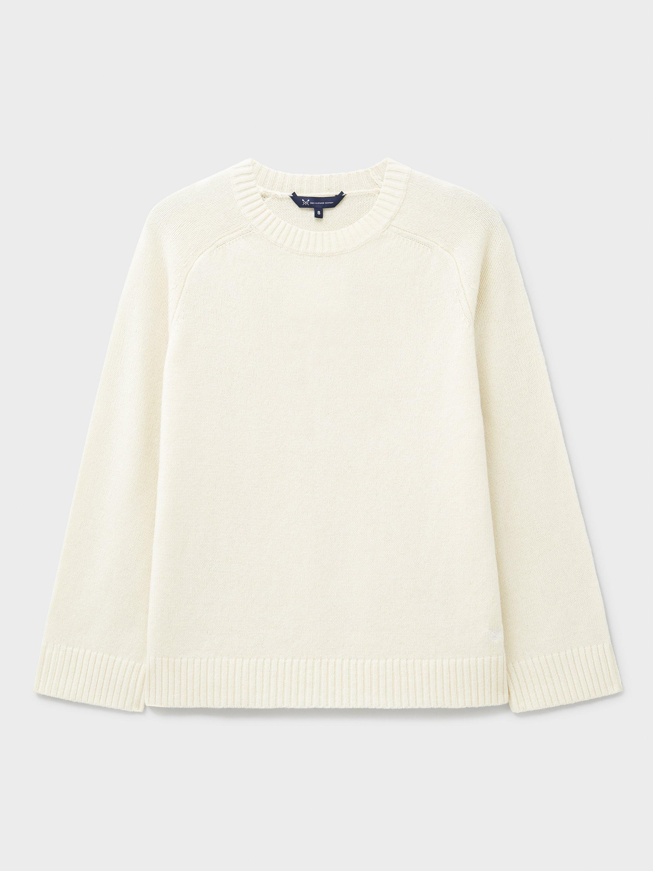 Product image 5 of 5, which shows Crew Clothing Wool Blend Crew Neck Jumper, White, 10