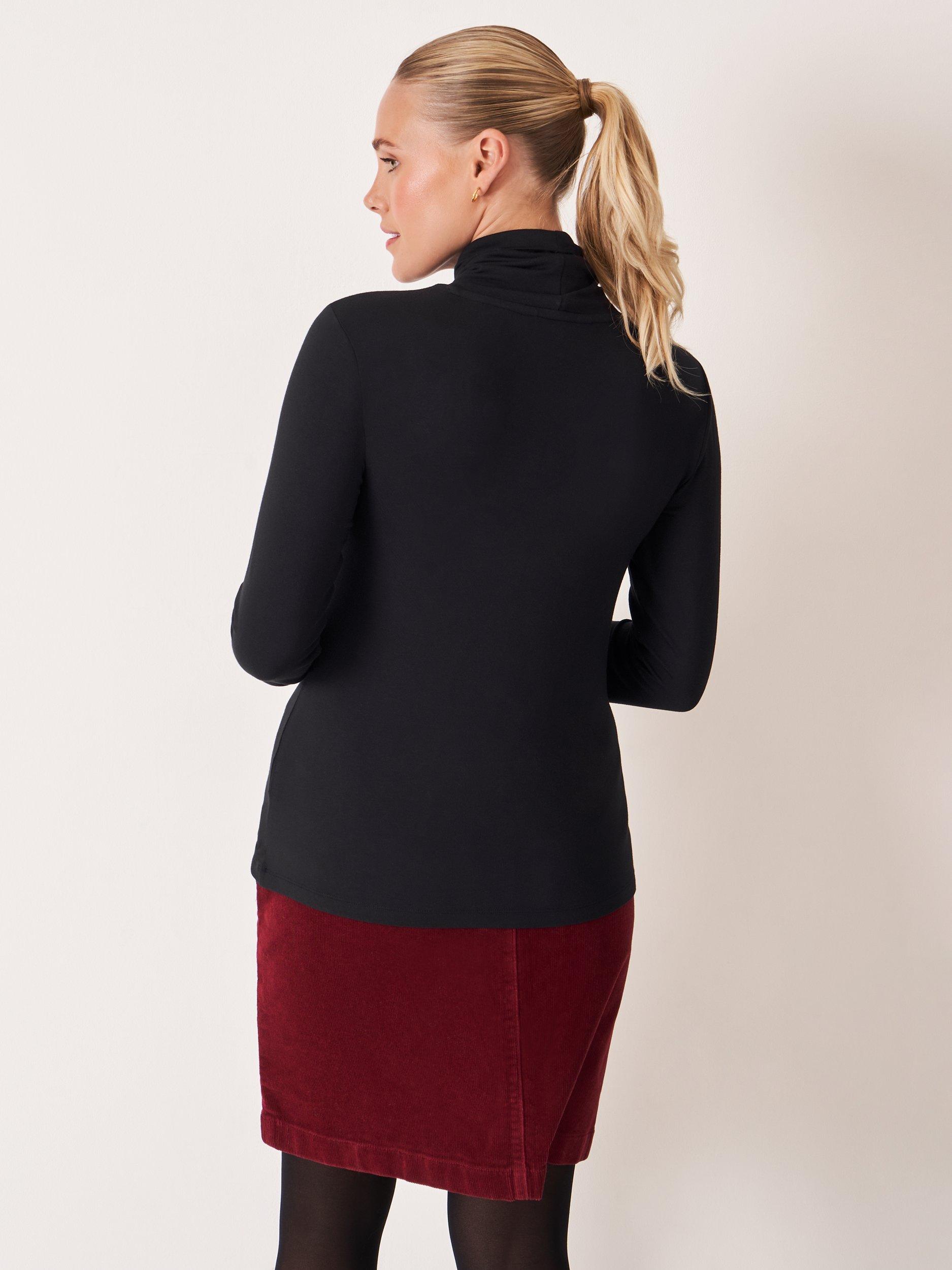 Product image 2 of 5, which shows Crew Clothing Modal Blend Second Skin Roll Neck Top, Black, 10