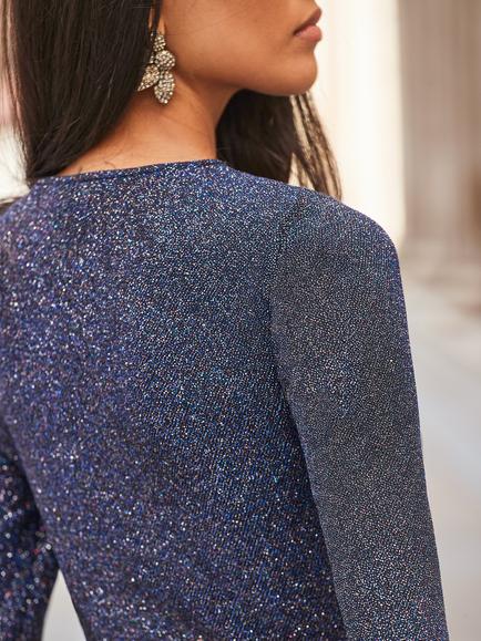 Ro&Zo Kylie Sparkle Maxi Dress, Blue - view 2, Blue