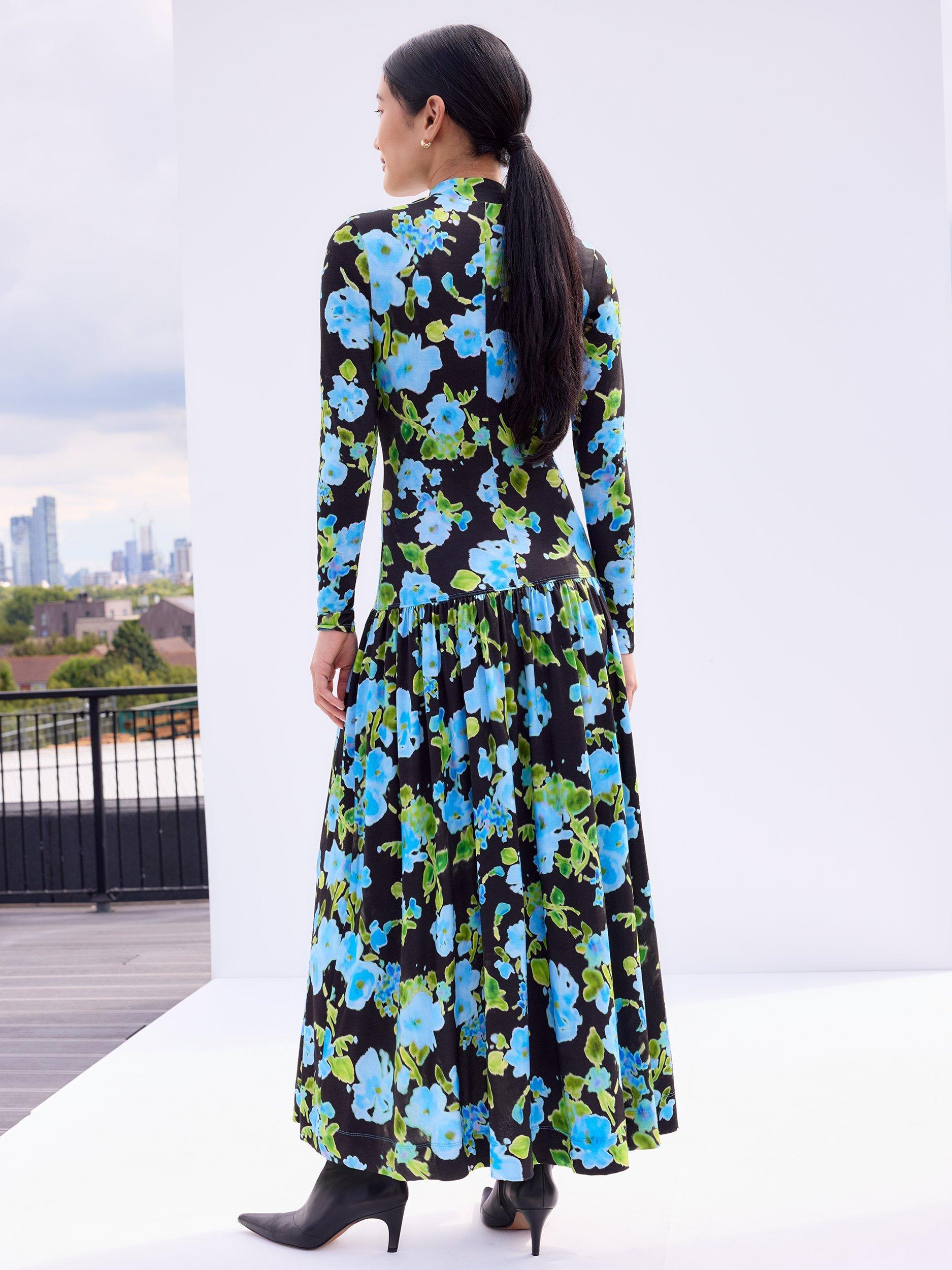 sachin and babi light blue dress 1930s Floral Sheer Drop Waist Dress (as is)  Allegra Vintij