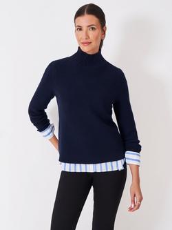 Crew Clothing Wool Blend High Neck Jumper, Navy Blue
