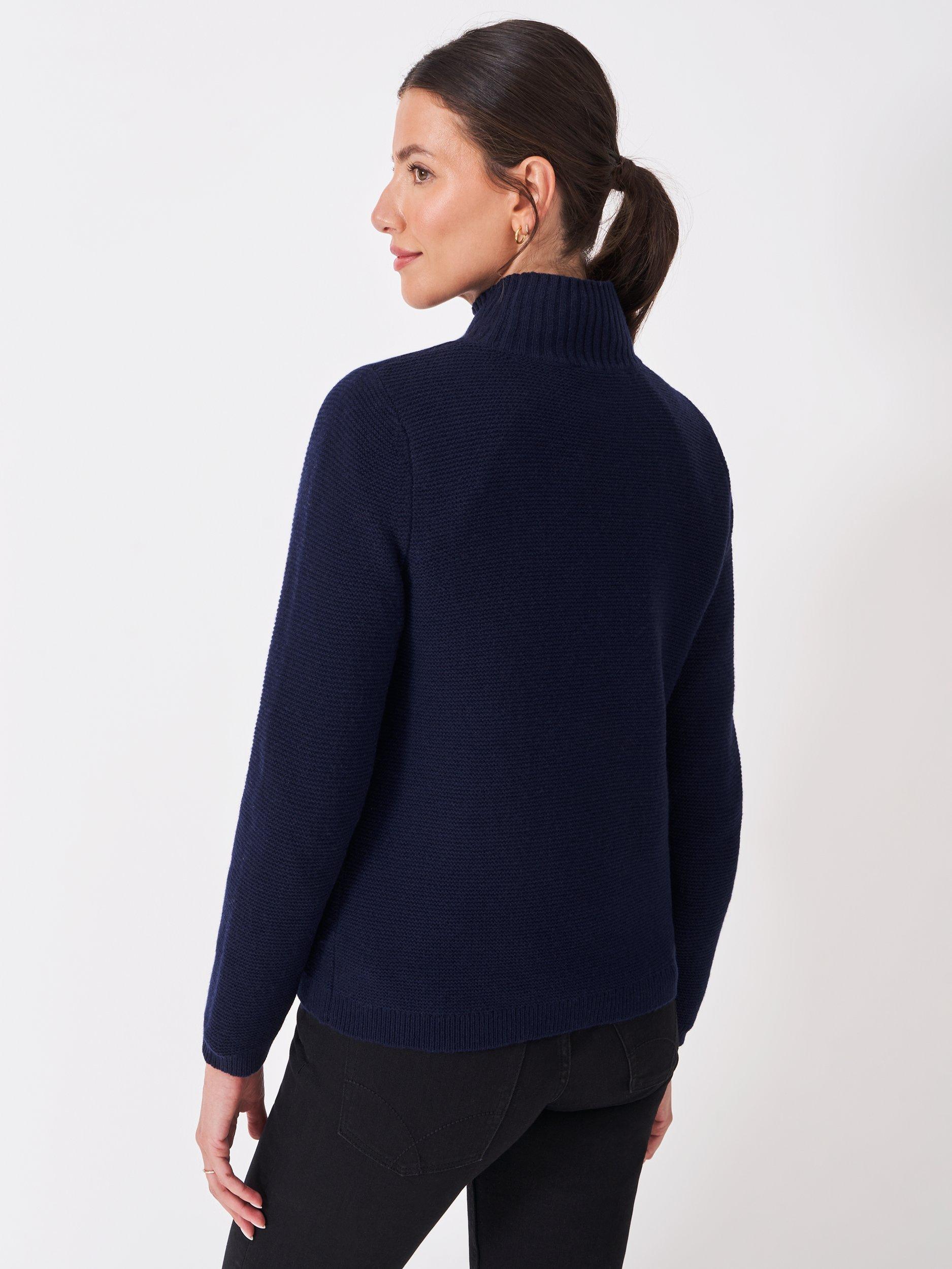 Product image 2 of 5, which shows Crew Clothing Wool Blend High Neck Jumper, Navy Blue, 10