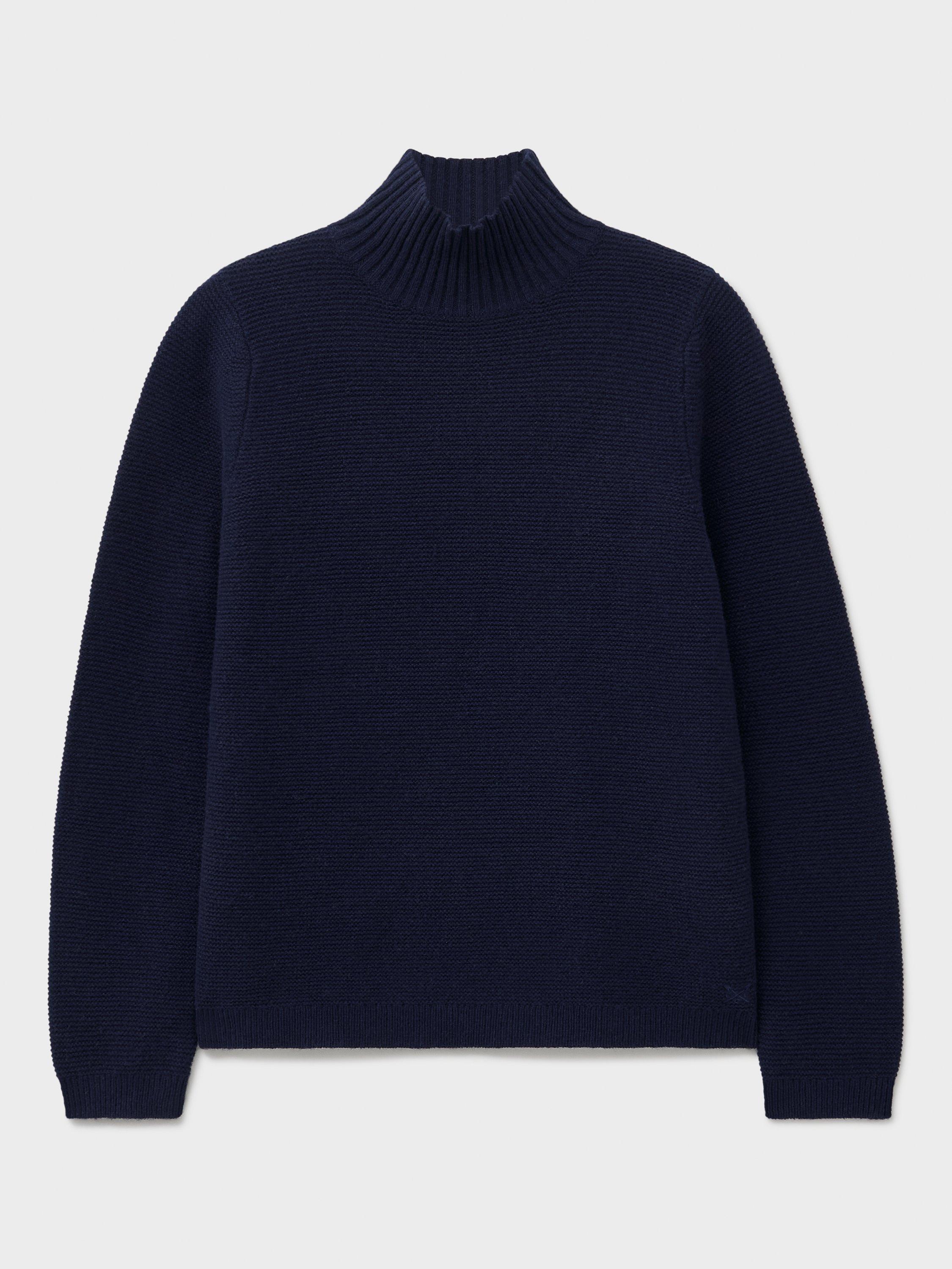 Product image 5 of 5, which shows Crew Clothing Wool Blend High Neck Jumper, Navy Blue, 10