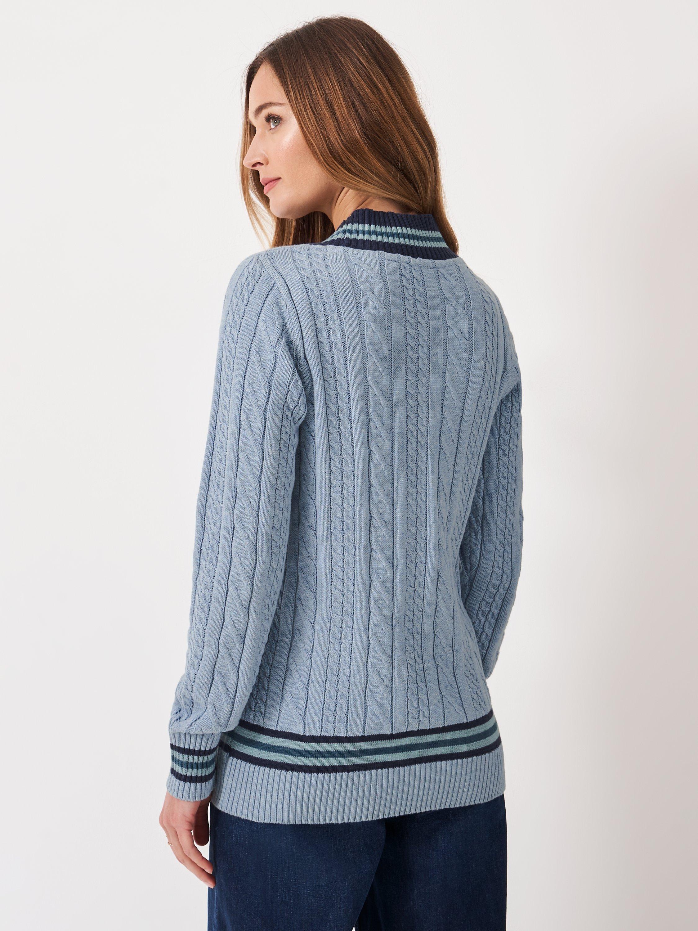 Product image 2 of 5, which shows Crew Clothing Cotton V Neck Jumper, Light Blue, 10