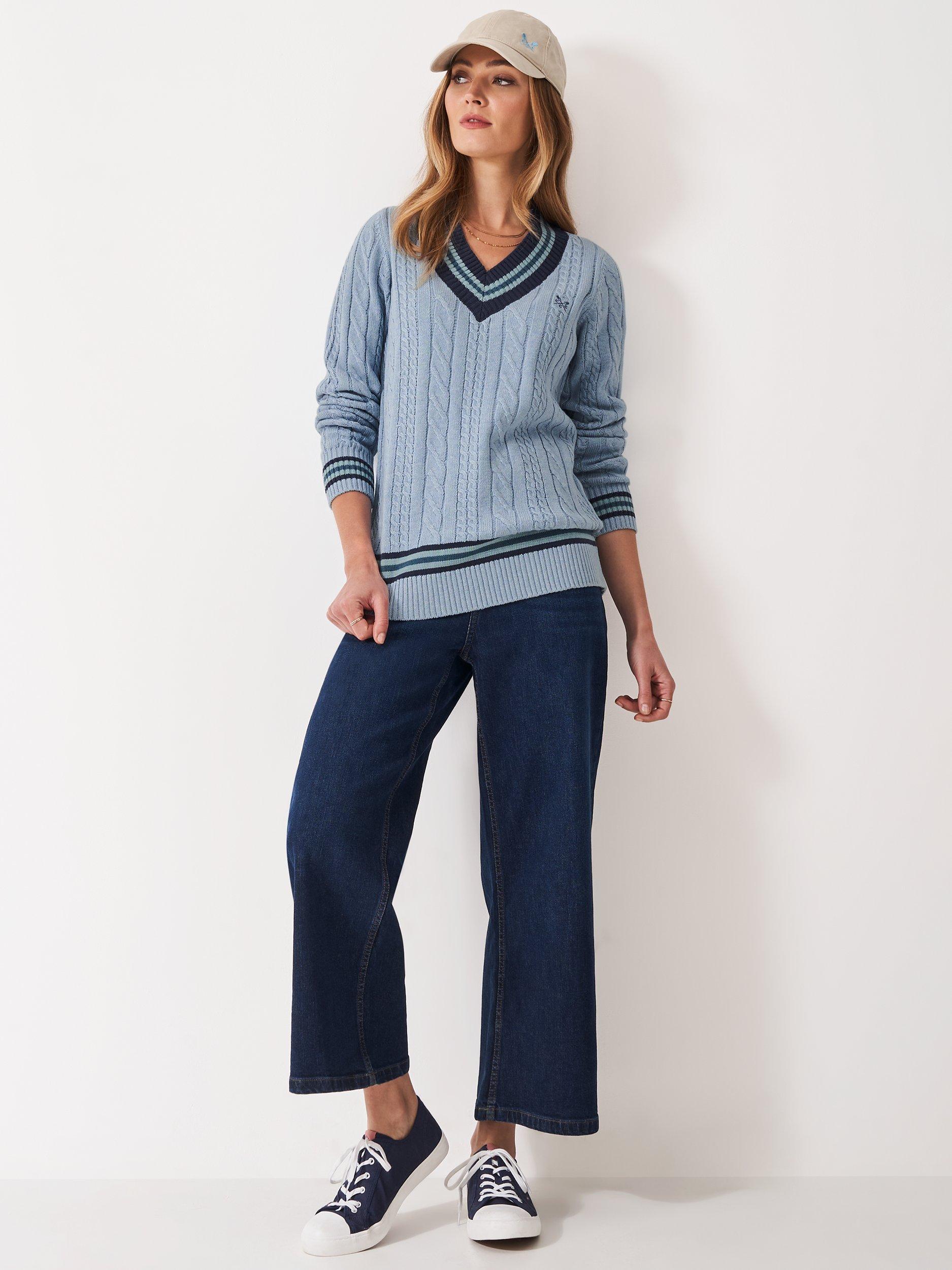 Product image 3 of 5, which shows Crew Clothing Cotton V Neck Jumper, Light Blue, 10