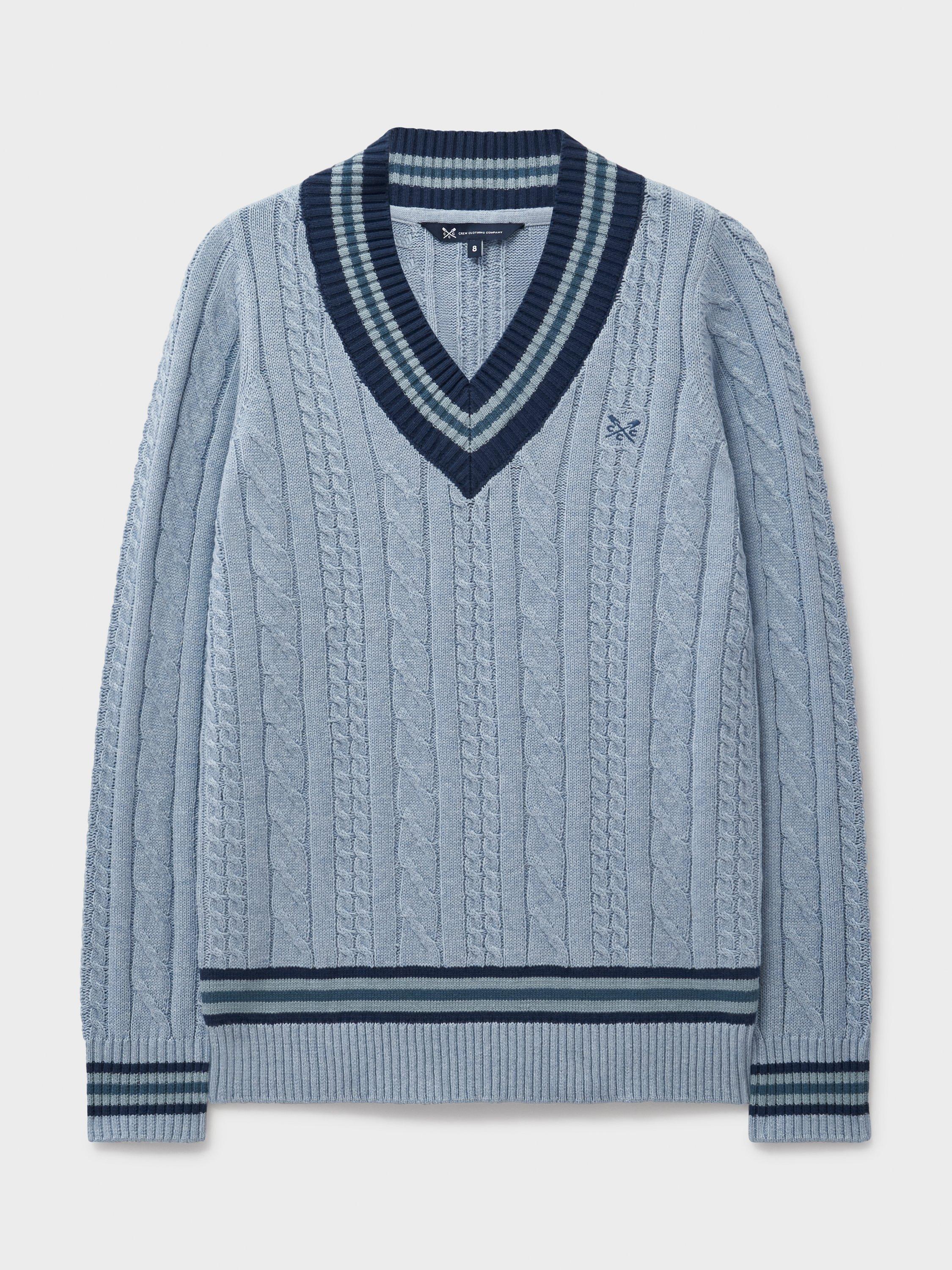 Product image 5 of 5, which shows Crew Clothing Cotton V Neck Jumper, Light Blue, 10