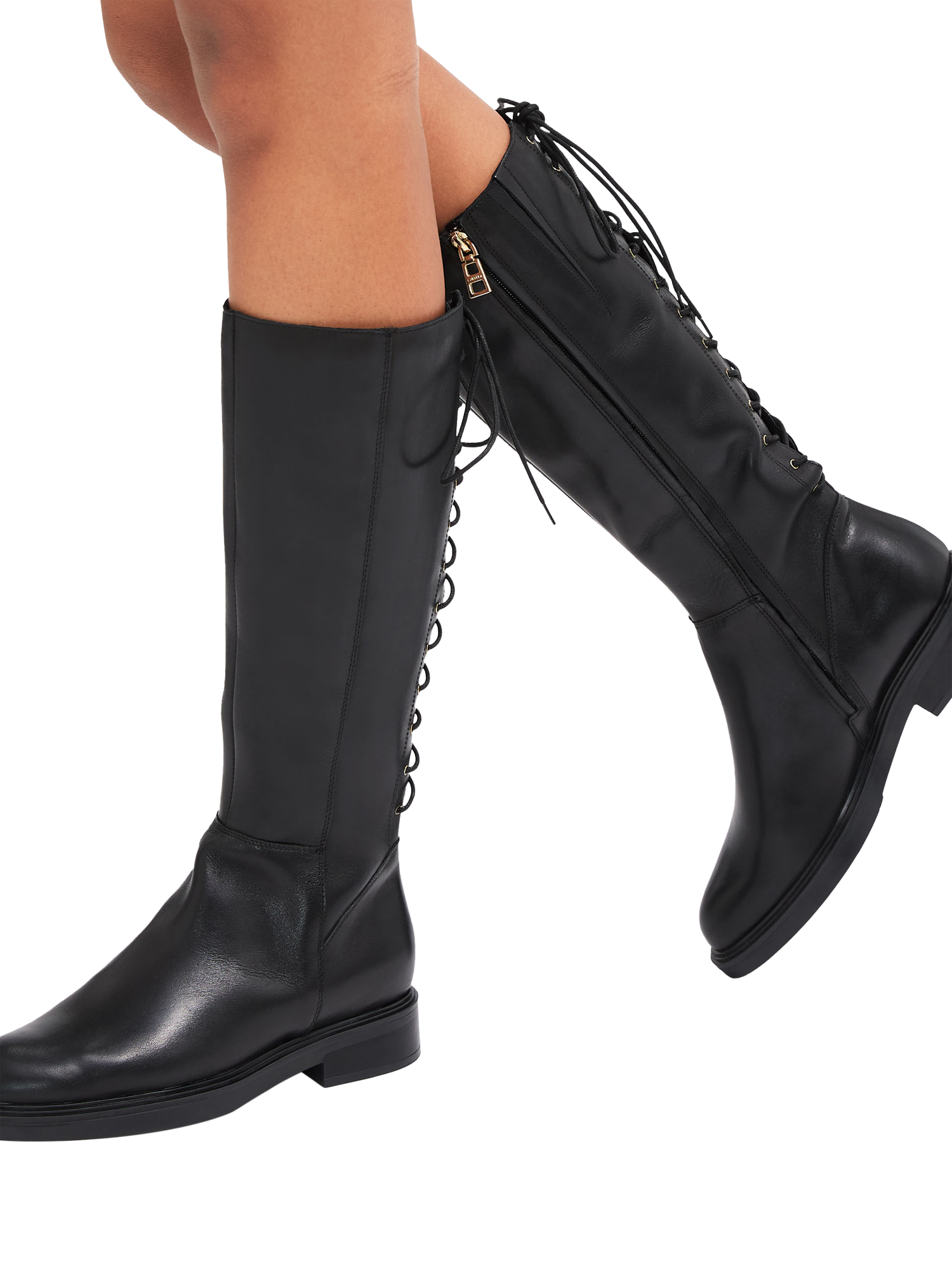 Product image 2 of 5, which shows Carvela Trento Leather Knee High Boots, Black, 3