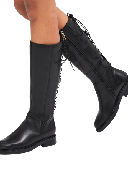 Carvela Trento Leather Knee High Boots, Black - view 2, Black