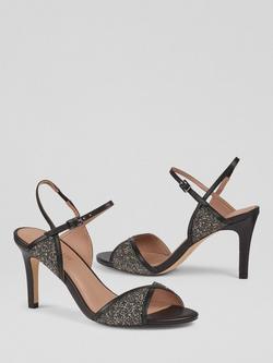L.K.Bennett Estelle Crystal Detail Heel Sandals, Black - view 2, Black