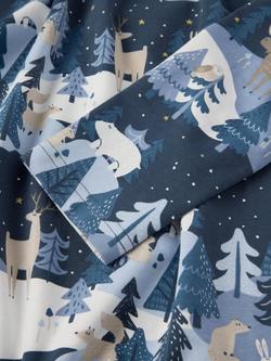 Polarn O. Pyret Cotton Blend Winter Wonderland Print Pyjama Set, Blue - view 2, Blue