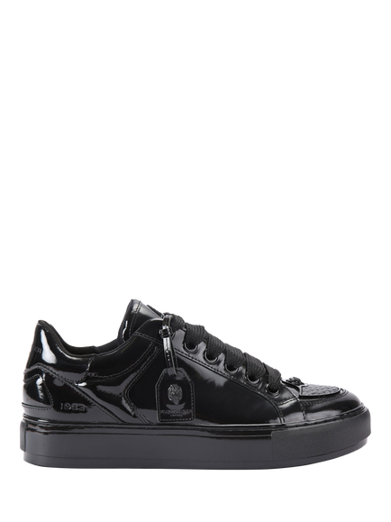 Kurt Geiger London Southbank Tag Patent Leather Trainers, Black, Black