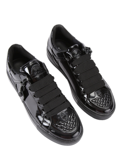 Kurt Geiger London Southbank Tag Patent Leather Trainers, Black - view 2, Black
