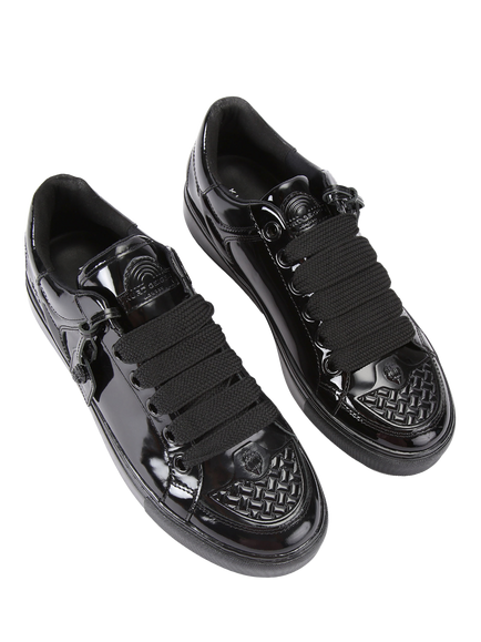 Kurt Geiger London Southbank Tag Patent Leather Trainers, Black - view 2, Black