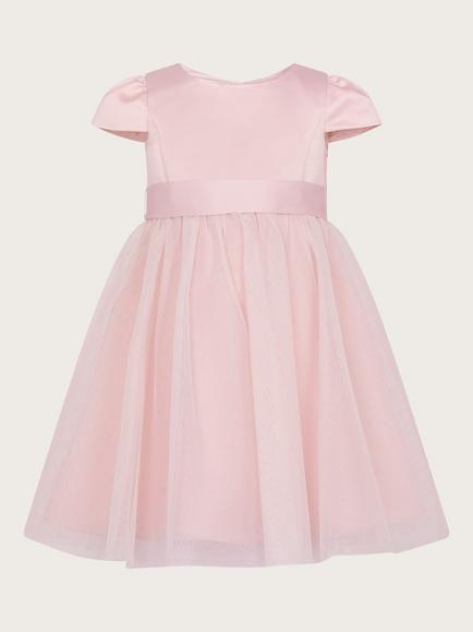 Monsoon Baby Tulle Puff Sleeve Bridesmaid Dress, Pink, Pink