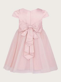 Monsoon Baby Tulle Puff Sleeve Bridesmaid Dress, Pink - view 2, Pink