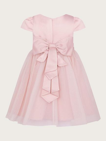 Monsoon Baby Tulle Puff Sleeve Bridesmaid Dress, Pink - view 2, Pink